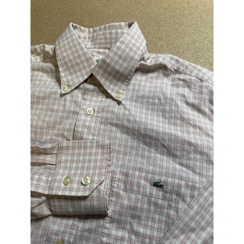 Lacoste Plaid Button Down Shirt Long‎ Sleeve Collared Casual Top Size M